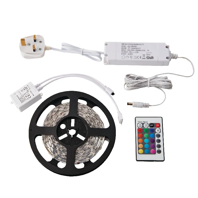 Flexline 12V 5m Colour Changing LED Strip Light Kit 24W