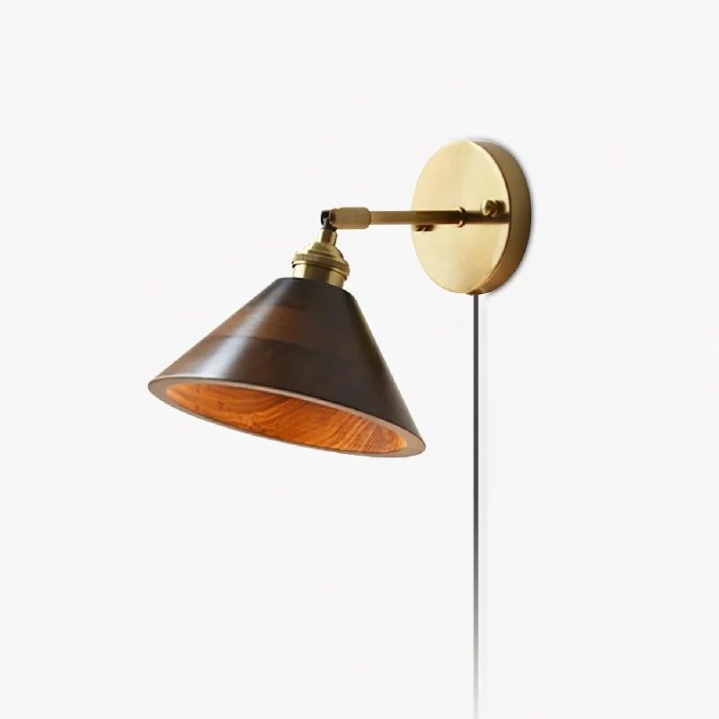 Vintage Wood Plug-in Wall Lamp