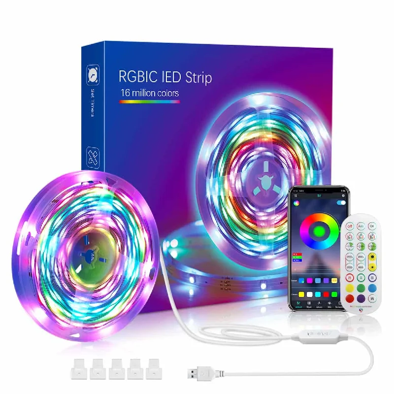 Music Sync RGBIC LED Strip Lights – Color Changing LED Lights for Bedroom & Indoor Decor