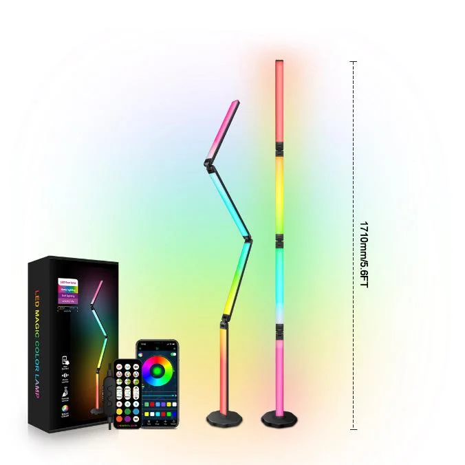 LED Corner Floor Lamp with DIY Shape, RGB Color Changing Light with Wi-Fi App Control, Corner Lamps for Living Room Video Room