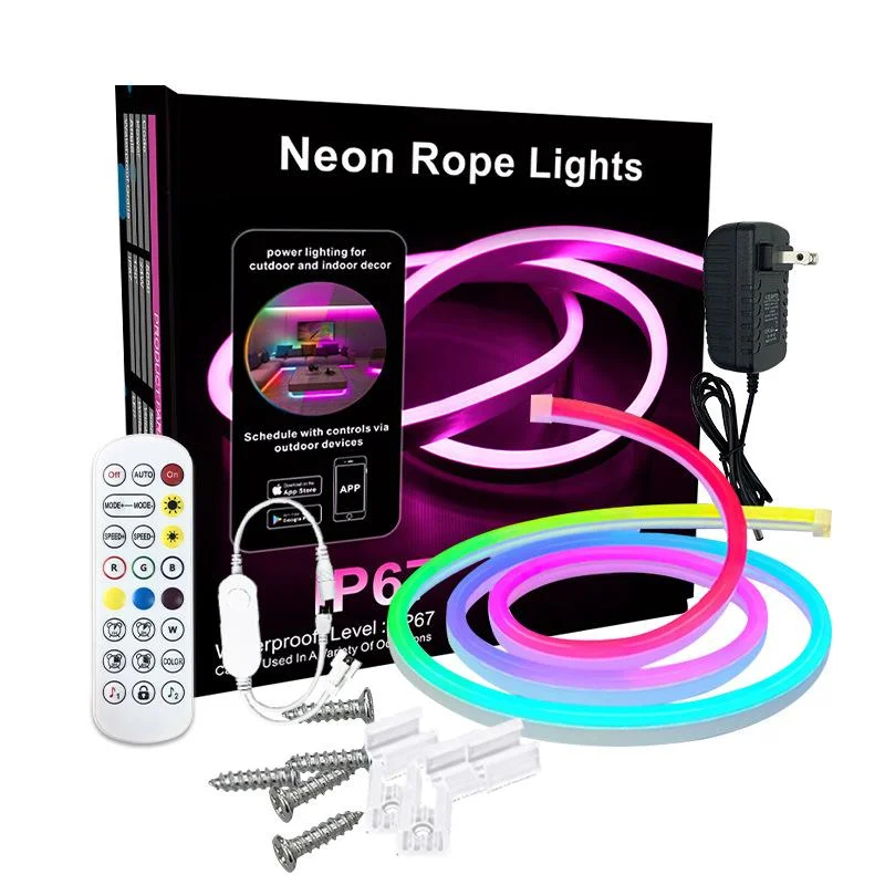 RGB+IC Neon LED Rope Lights with Remote, App & Voice Control – Flexible, IP65 Waterproof for Indoor & Outdoor Decor