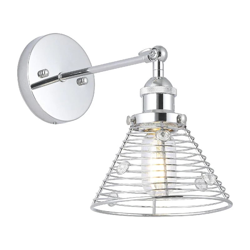 1-Light Modern Silver Wall Scone Light