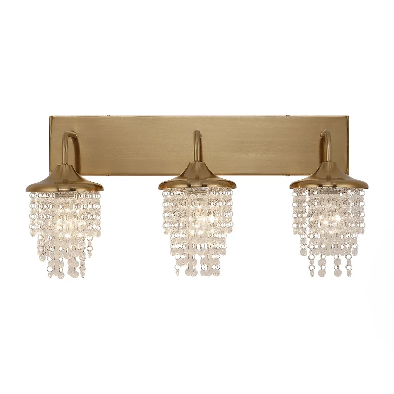 Modern 3-Light Golden Wall Lighting with Crystal